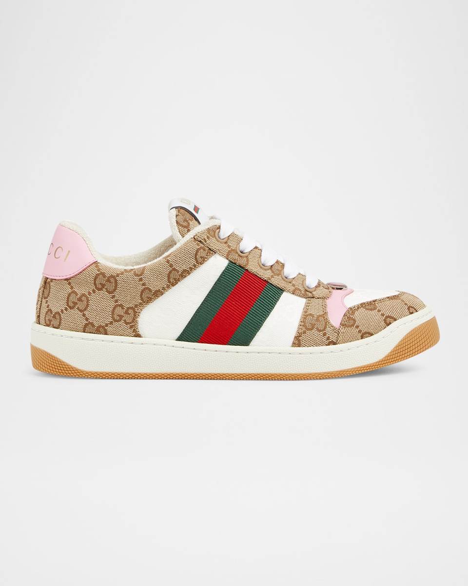 Screener GG Canvas and Leather Sneakers
